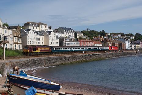 EWS 67s top-and-tailing at Dawlish